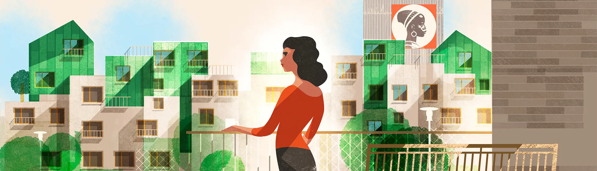 Kunsttegning af Coop Byen lavet af Mads Berg