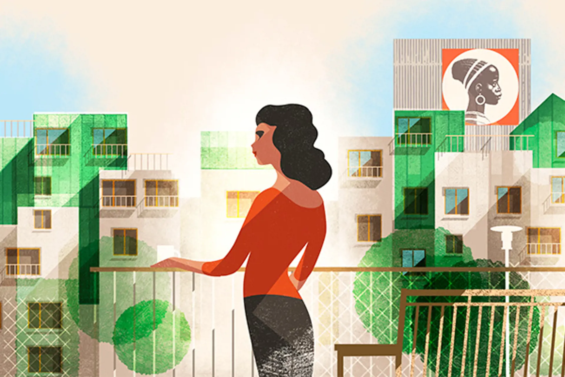 Kunsttegning af Coop Byen lavet af Mads Berg